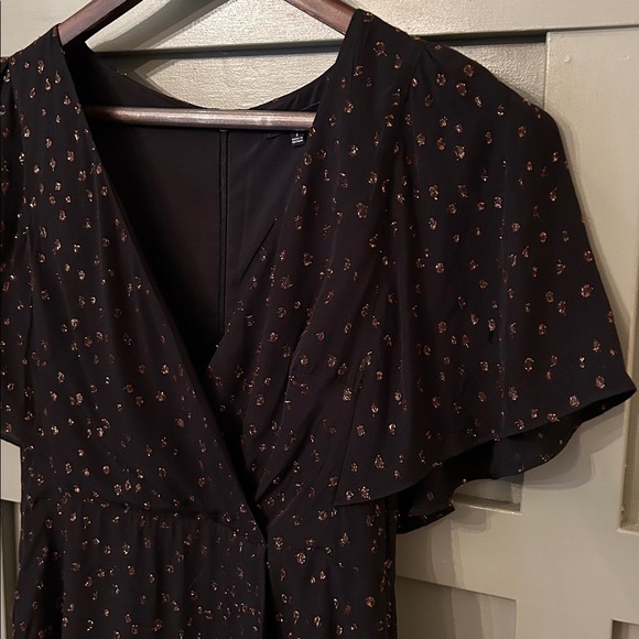 Madewell Cape Sleeve Mini Dress in Metallic Dots Black Size 2 New NWOT - Picture 9 of 13